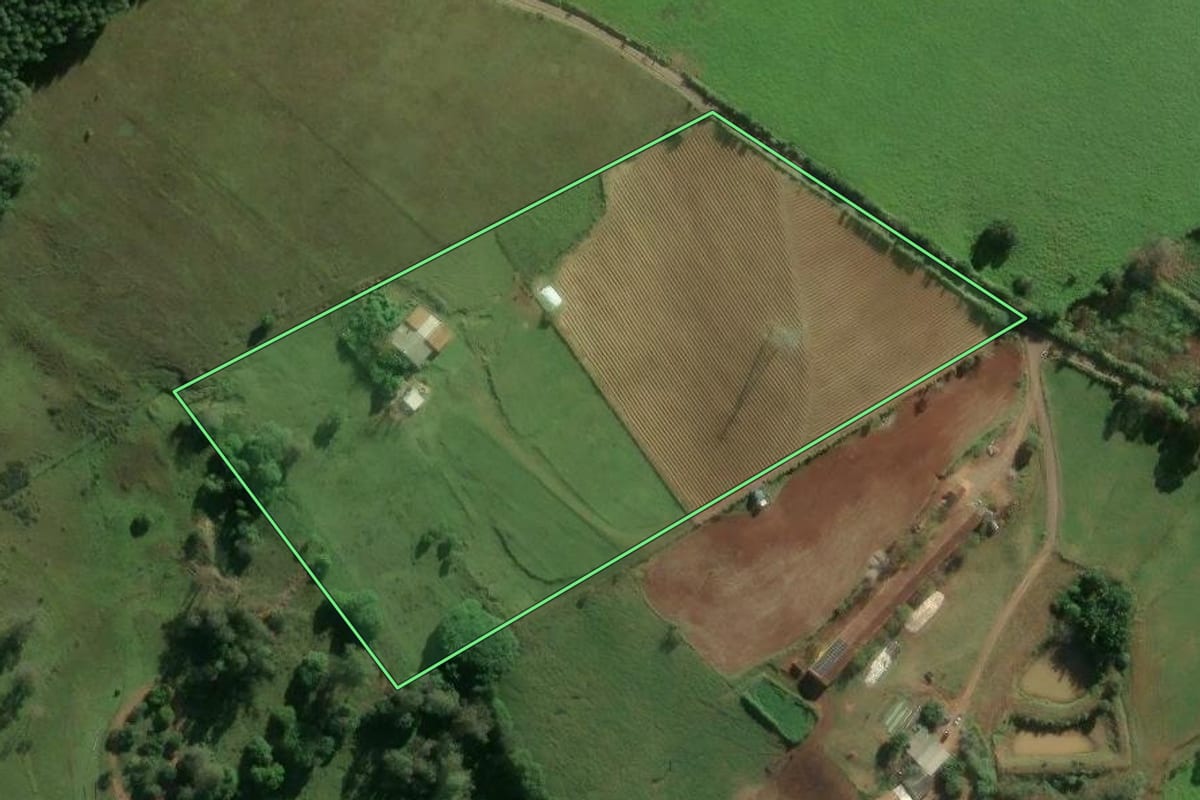 Imagem de satélite do imóvel rural em Bom Retiro do Sul (RS), com o contorno declarado no CAR desenhado por cima.