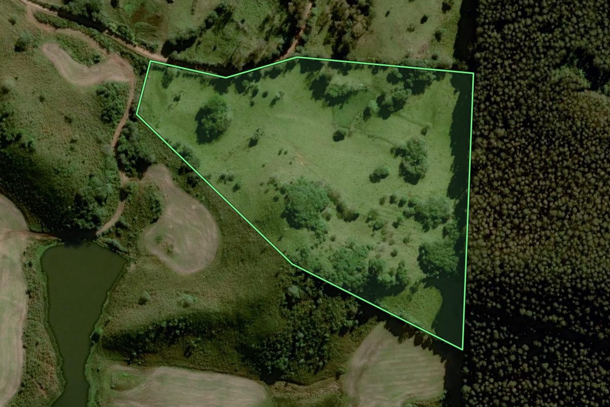 Imagem de satélite do imóvel rural em Boqueirão do Leão (RS), com o contorno declarado no CAR desenhado por cima.