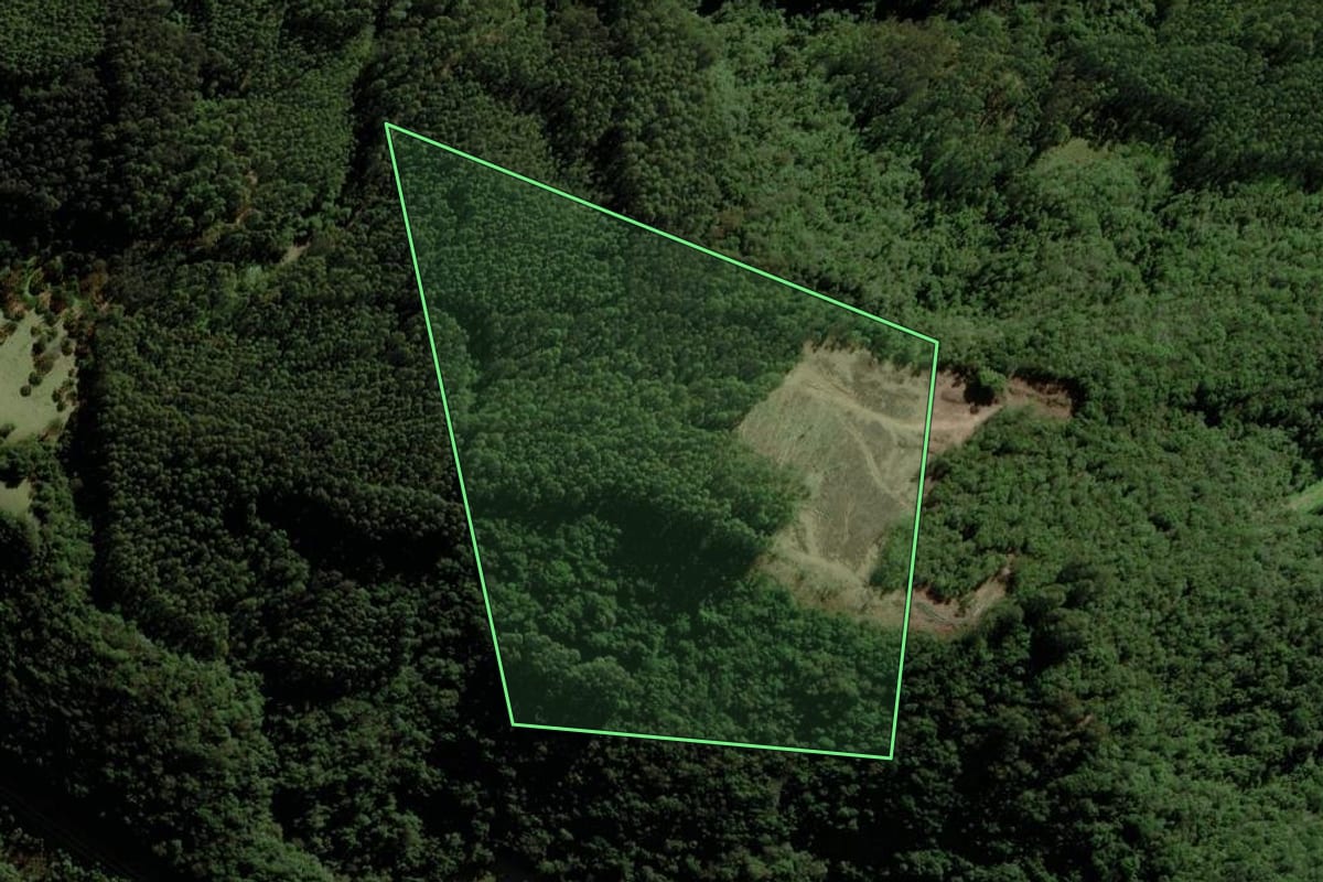 Imagem de satélite do imóvel rural em Boqueirão do Leão (RS), com o contorno declarado no CAR desenhado por cima.
