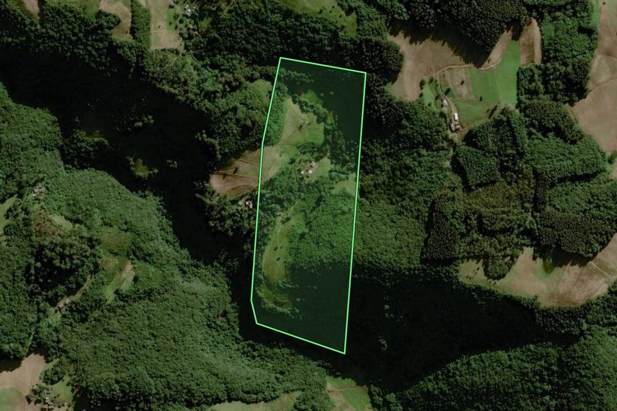 Imagem de satélite do imóvel rural em Boqueirão do Leão (RS), com o contorno declarado no CAR desenhado por cima.