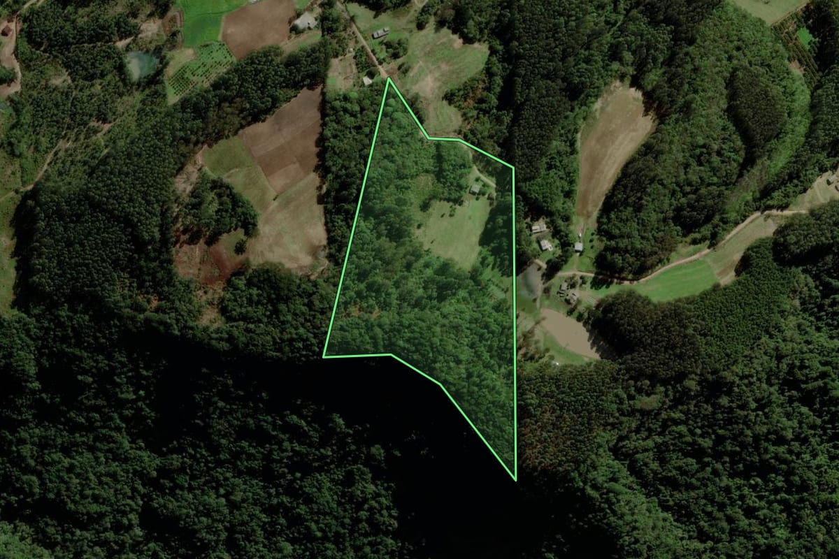 Imagem de satélite do imóvel rural em Boqueirão do Leão (RS), com o contorno declarado no CAR desenhado por cima.