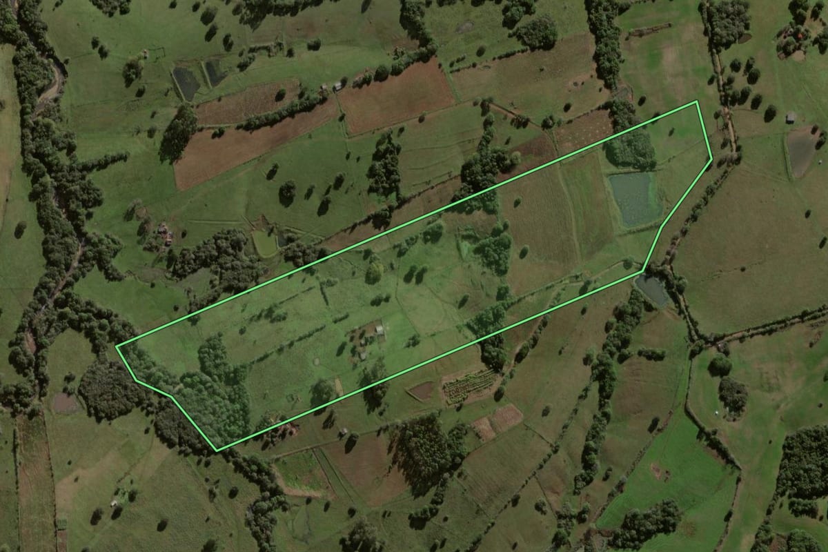 Imagem de satélite do imóvel rural em Caçapava do Sul (RS), com o contorno declarado no CAR desenhado por cima.