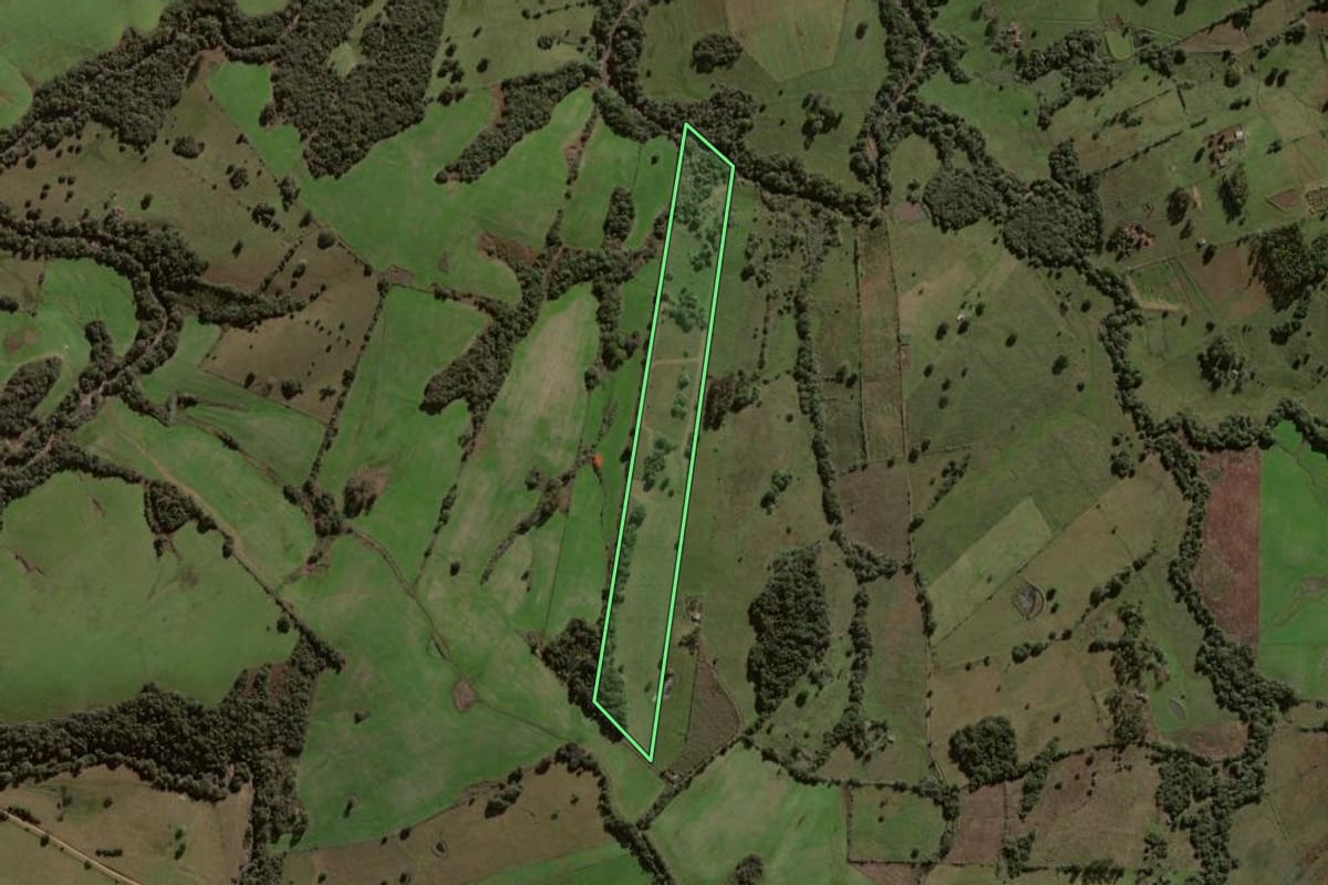 Imagem de satélite do imóvel rural em Caçapava do Sul (RS), com o contorno declarado no CAR desenhado por cima.