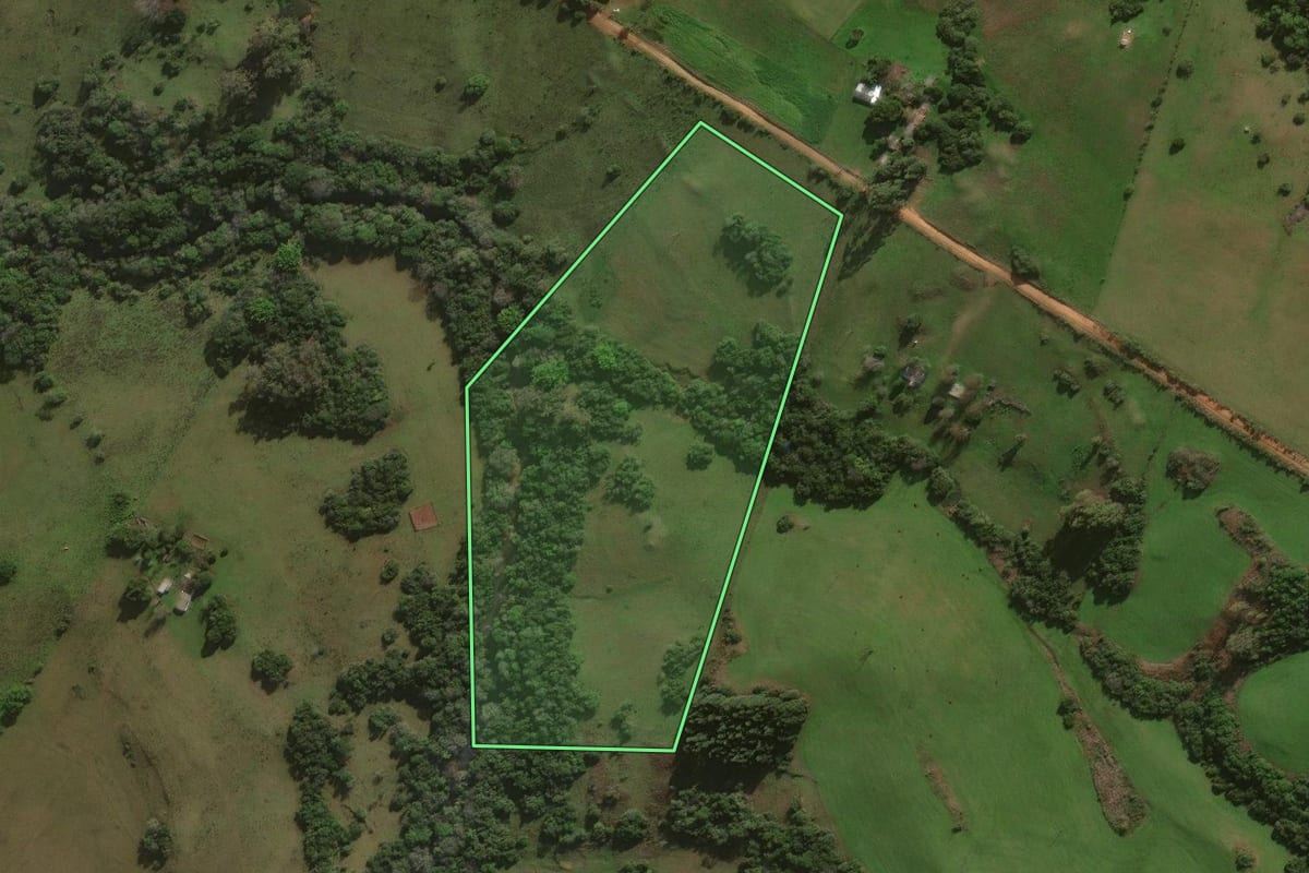 Imagem de satélite do imóvel rural em Caçapava do Sul (RS), com o contorno declarado no CAR desenhado por cima.