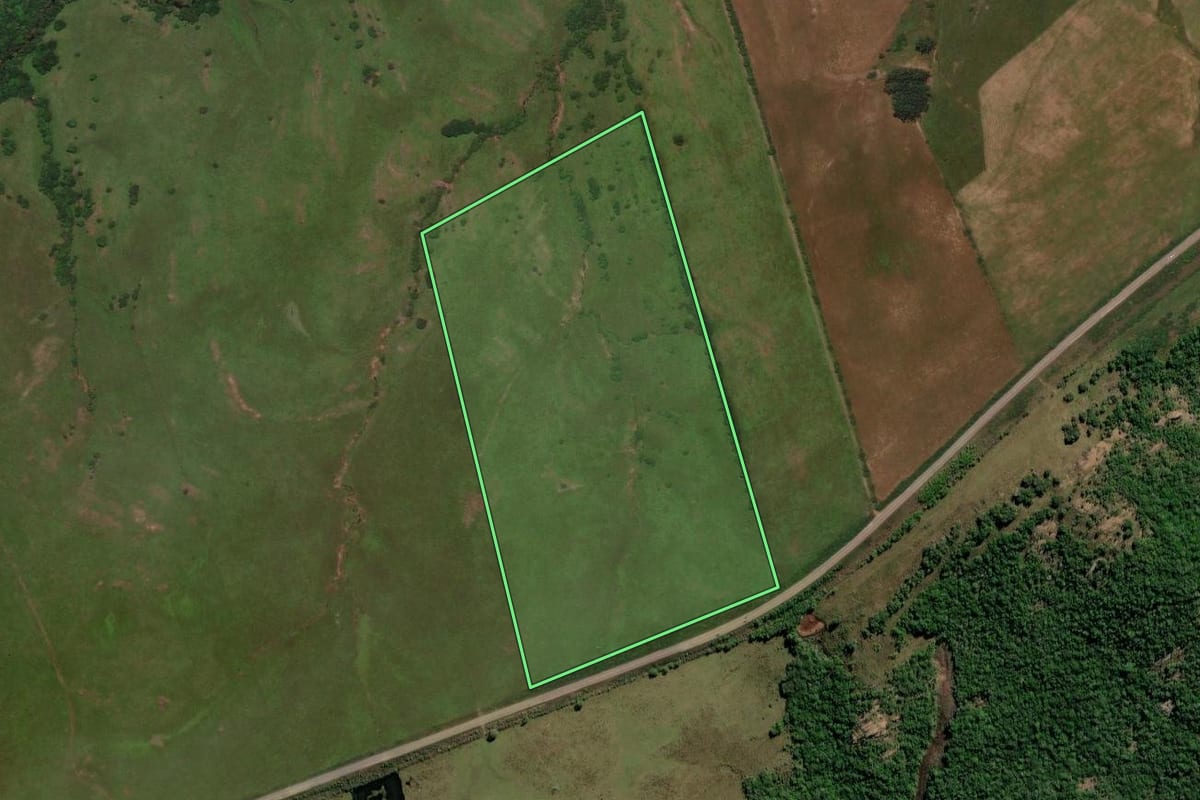 Imagem de satélite do imóvel rural em Caçapava do Sul (RS), com o contorno declarado no CAR desenhado por cima.