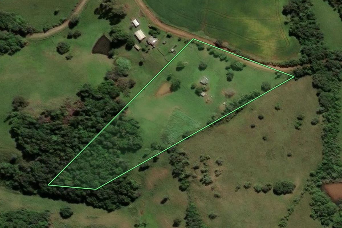 Imagem de satélite do imóvel rural em Caçapava do Sul (RS), com o contorno declarado no CAR desenhado por cima.