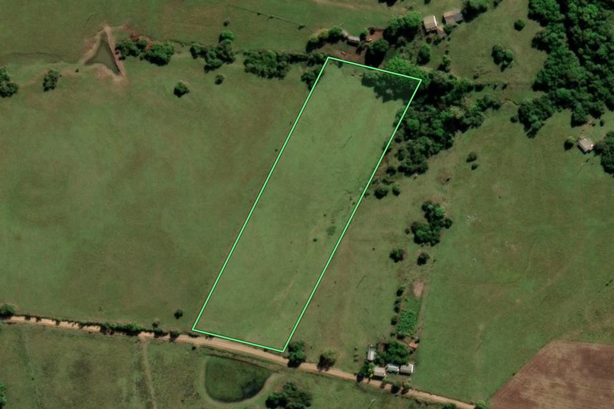 Imagem de satélite do imóvel rural em Cachoeira do Sul (RS), com o contorno declarado no CAR desenhado por cima.