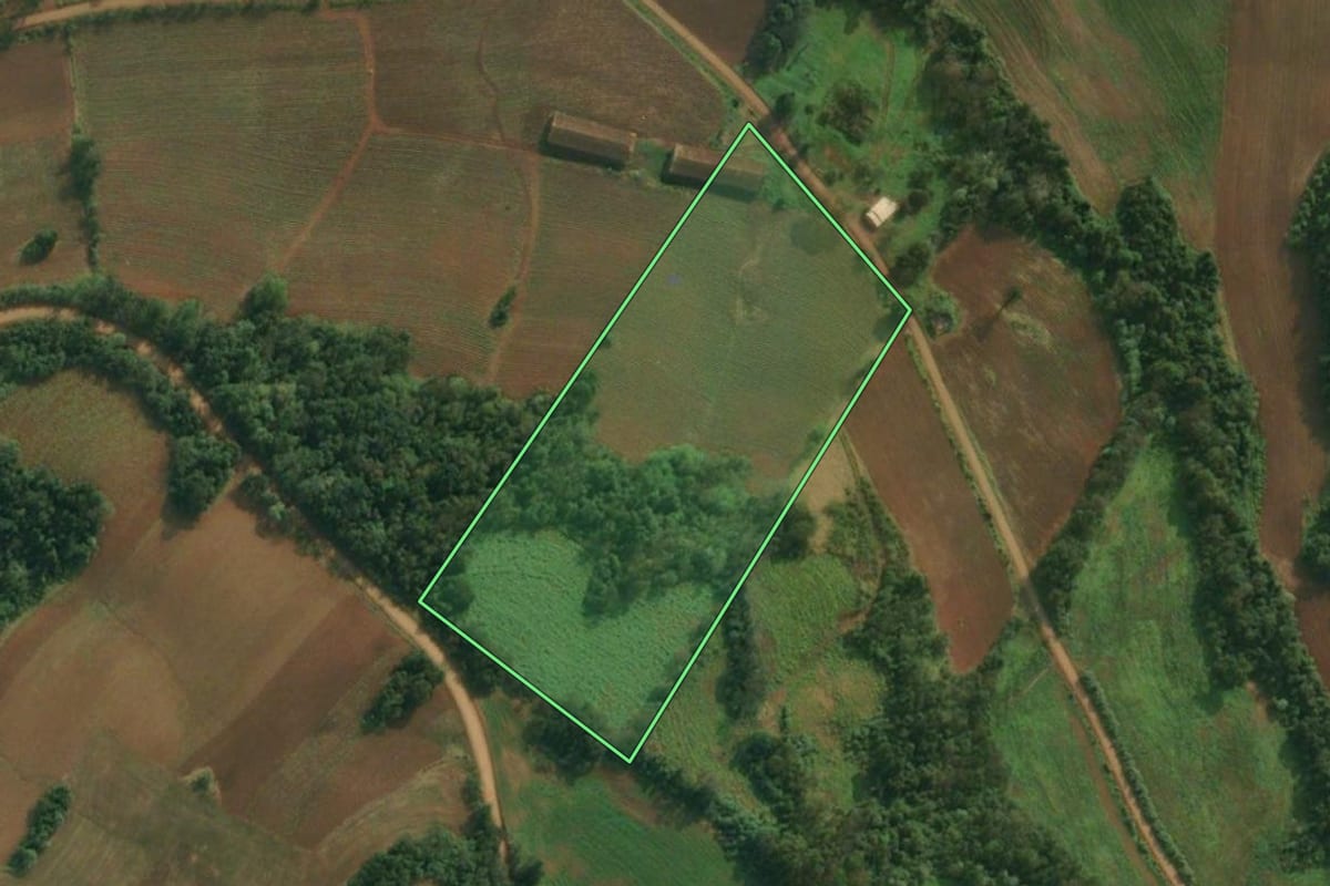 Imagem de satélite do imóvel rural em Caiçara (RS), com o contorno declarado no CAR desenhado por cima.