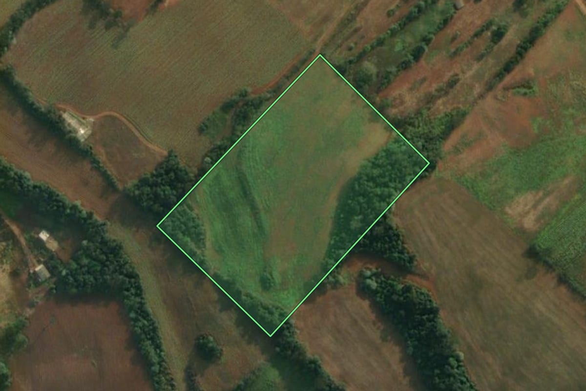 Imagem de satélite do imóvel rural em Caiçara (RS), com o contorno declarado no CAR desenhado por cima.