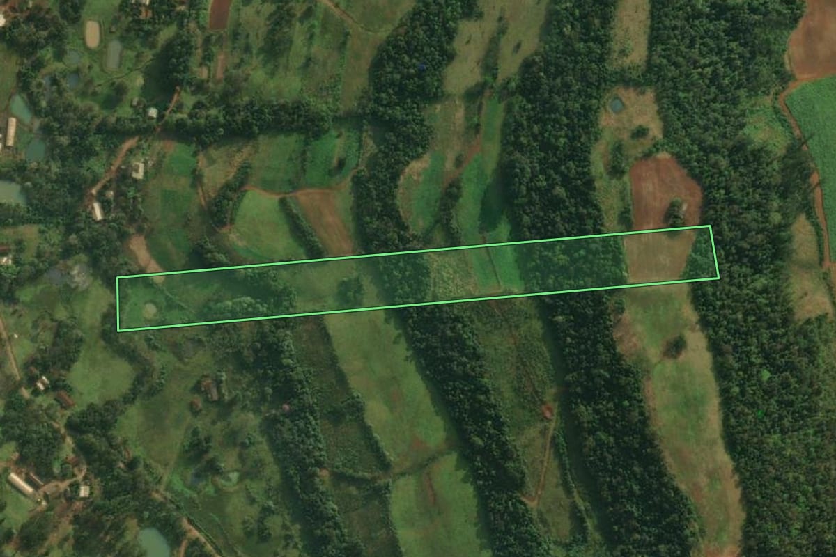 Imagem de satélite do imóvel rural em Caiçara (RS), com o contorno declarado no CAR desenhado por cima.