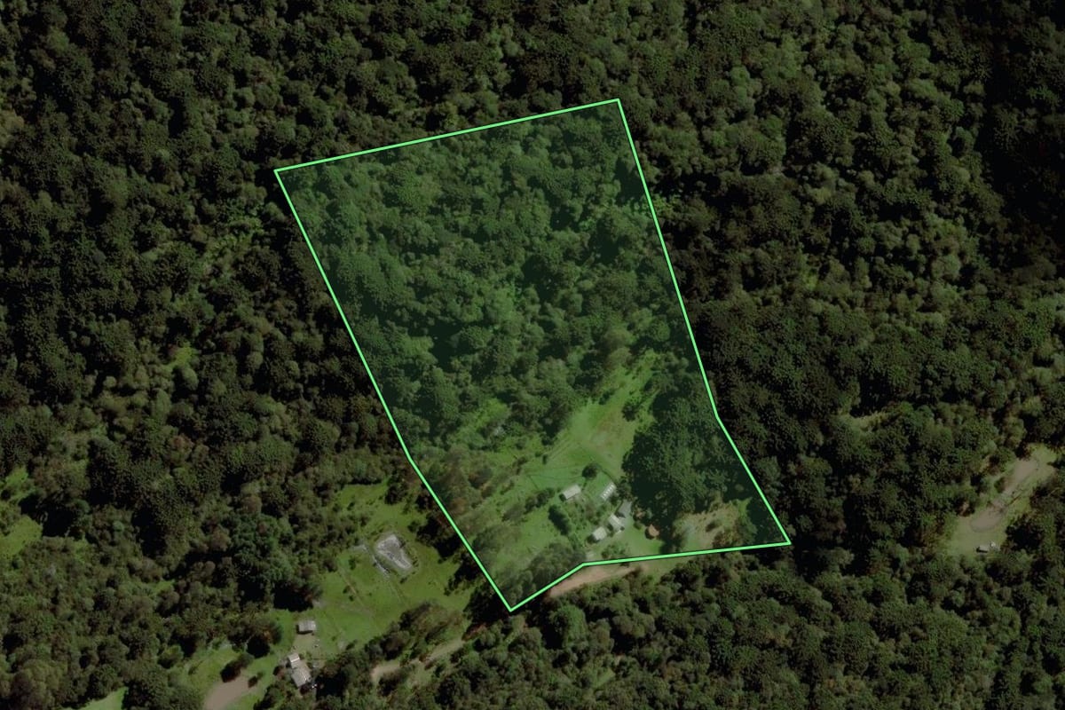 Imagem de satélite do imóvel rural em Cambará do Sul (RS), com o contorno declarado no CAR desenhado por cima.