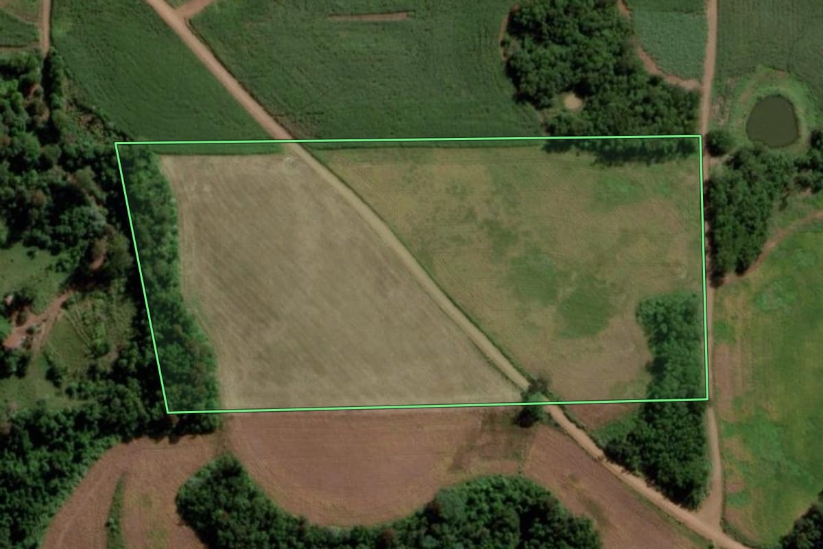 Imagem de satélite do imóvel rural em Campina das Missões (RS), com o contorno declarado no CAR desenhado por cima.