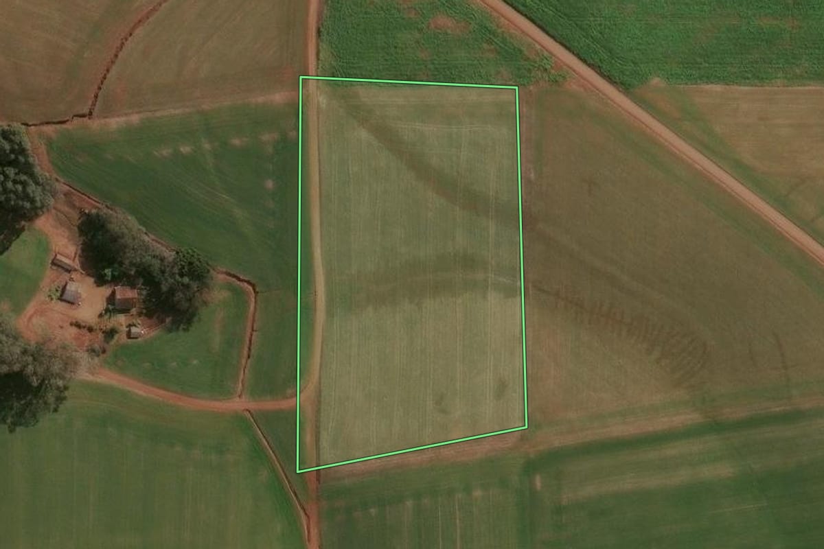 Imagem de satélite do imóvel rural em Campinas do Sul (RS), com o contorno declarado no CAR desenhado por cima.