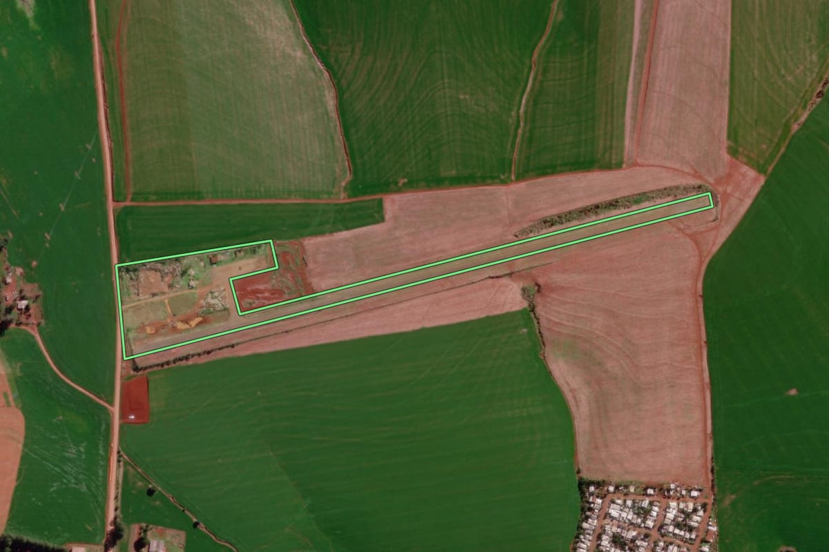 Imagem de satélite do imóvel rural em Campo Novo (RS), com o contorno declarado no CAR desenhado por cima.