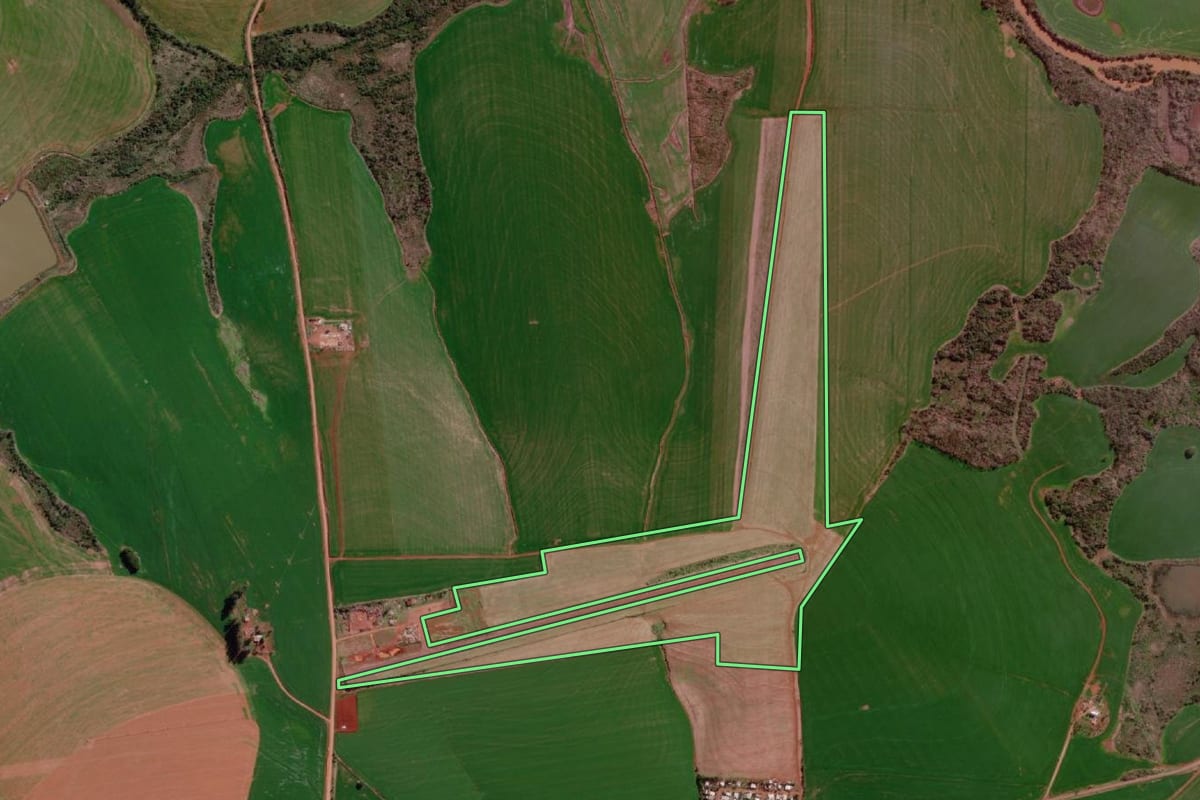 Imagem de satélite do imóvel rural em Campo Novo (RS), com o contorno declarado no CAR desenhado por cima.