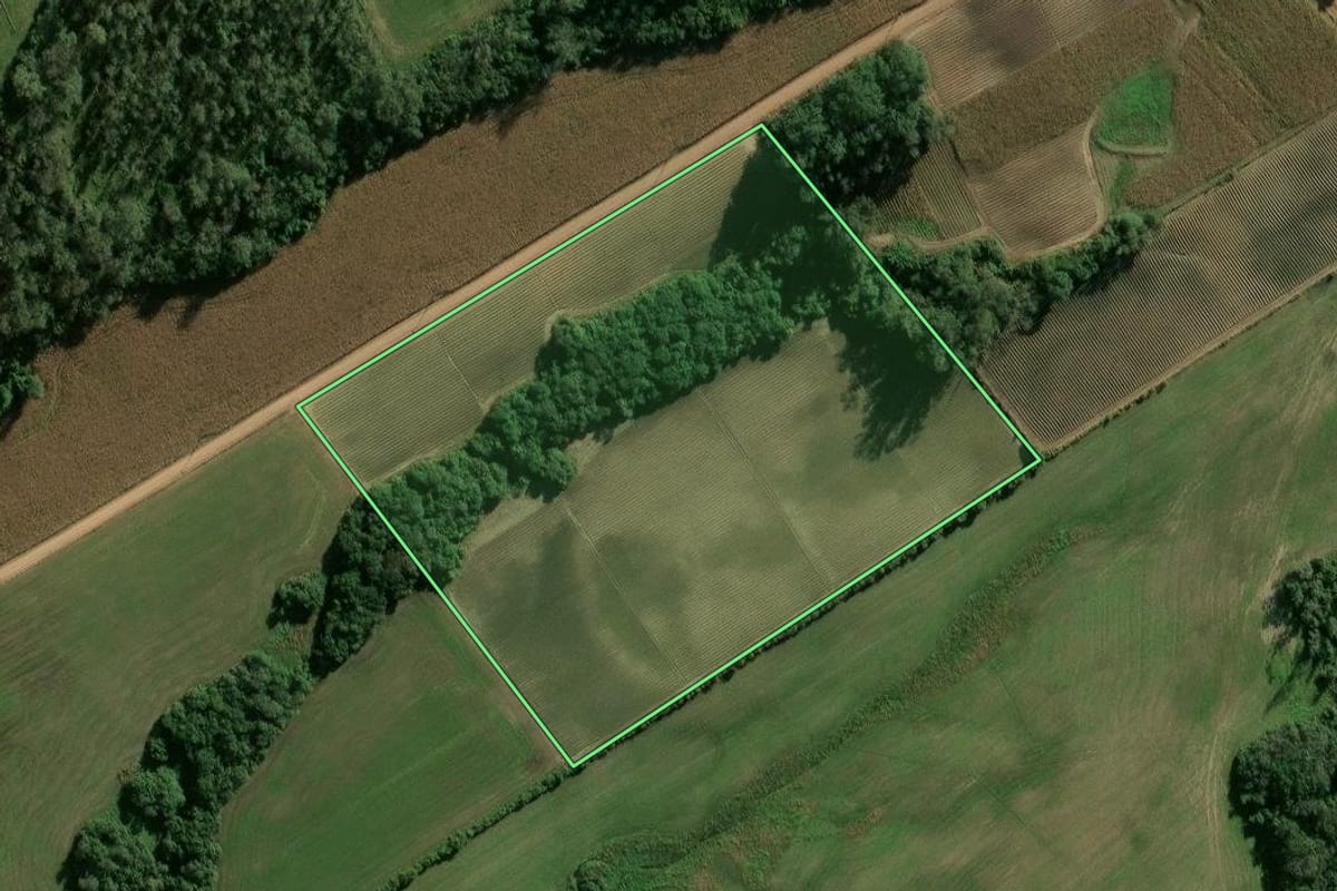 Imagem de satélite do imóvel rural em Candelária (RS), com o contorno declarado no CAR desenhado por cima.