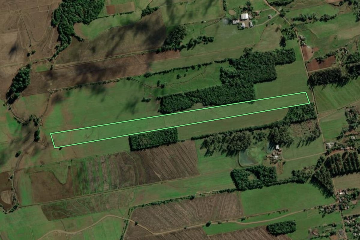 Imagem de satélite do imóvel rural em Candelária (RS), com o contorno declarado no CAR desenhado por cima.
