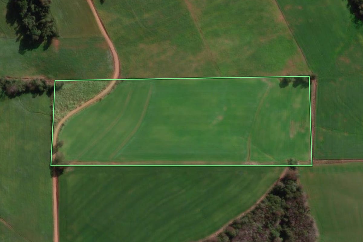 Imagem de satélite do imóvel rural em Cândido Godói (RS), com o contorno declarado no CAR desenhado por cima.