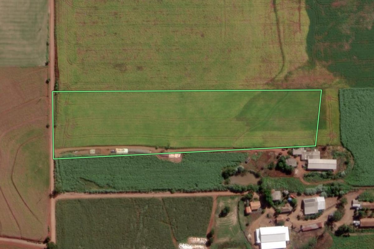 Imagem de satélite do imóvel rural em Cândido Godói (RS), com o contorno declarado no CAR desenhado por cima.