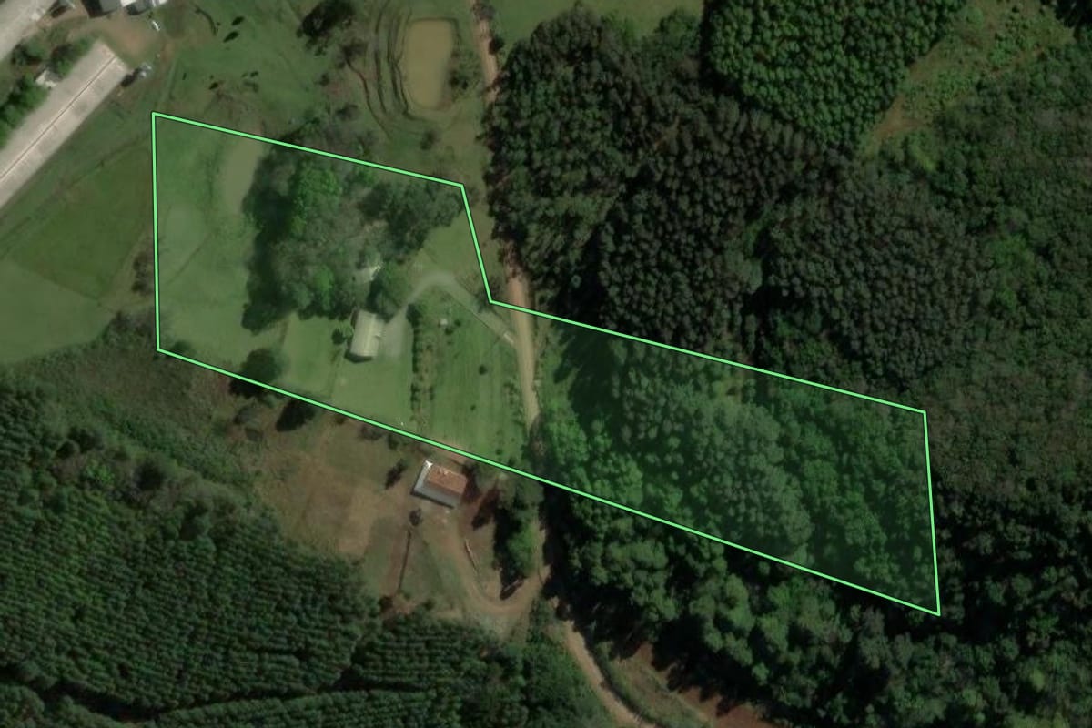 Imagem de satélite do imóvel rural em Canela (RS), com o contorno declarado no CAR desenhado por cima.