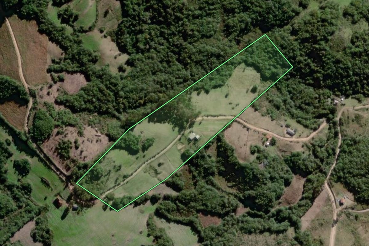 Imagem de satélite do imóvel rural em Canguçu (RS), com o contorno declarado no CAR desenhado por cima.