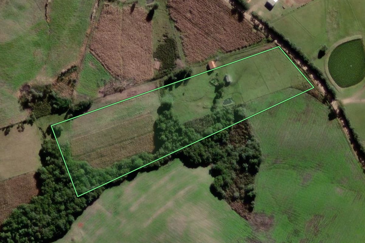 Imagem de satélite do imóvel rural em Canguçu (RS), com o contorno declarado no CAR desenhado por cima.