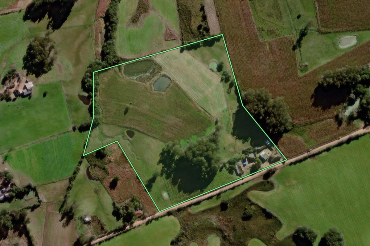 Imagem de satélite do imóvel rural em Canguçu (RS), com o contorno declarado no CAR desenhado por cima.