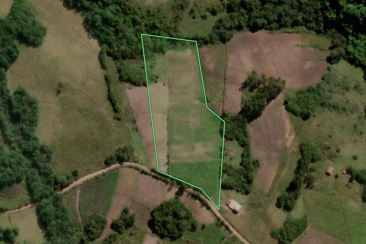 Imagem de satélite do imóvel rural em Canguçu (RS), com o contorno declarado no CAR desenhado por cima.