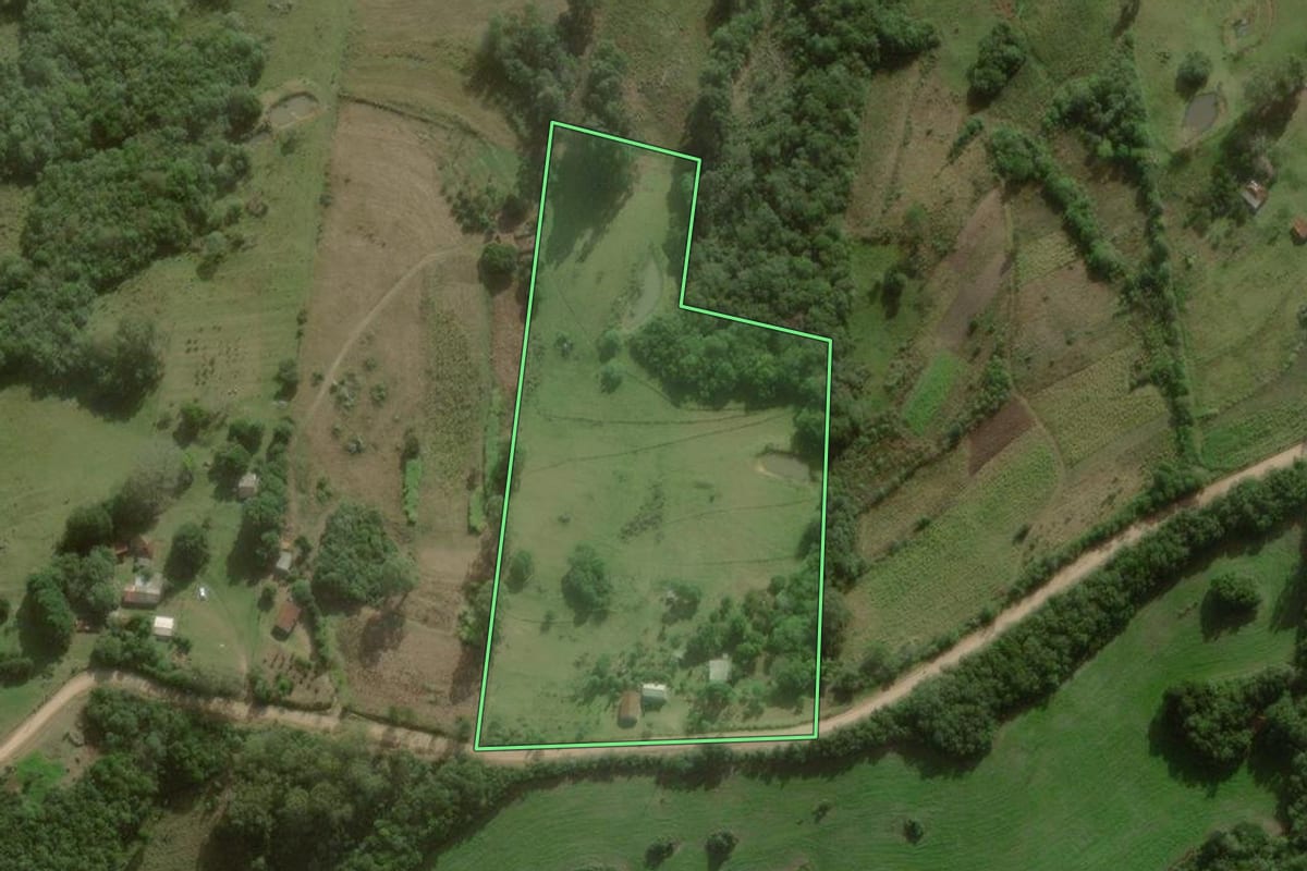 Imagem de satélite do imóvel rural em Canguçu (RS), com o contorno declarado no CAR desenhado por cima.