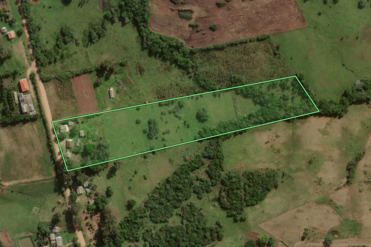 Imagem de satélite do imóvel rural em Canguçu (RS), com o contorno declarado no CAR desenhado por cima.