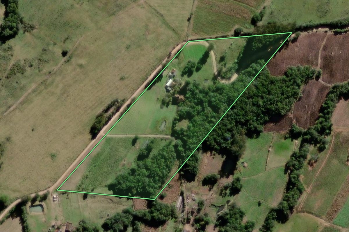 Imagem de satélite do imóvel rural em Canguçu (RS), com o contorno declarado no CAR desenhado por cima.