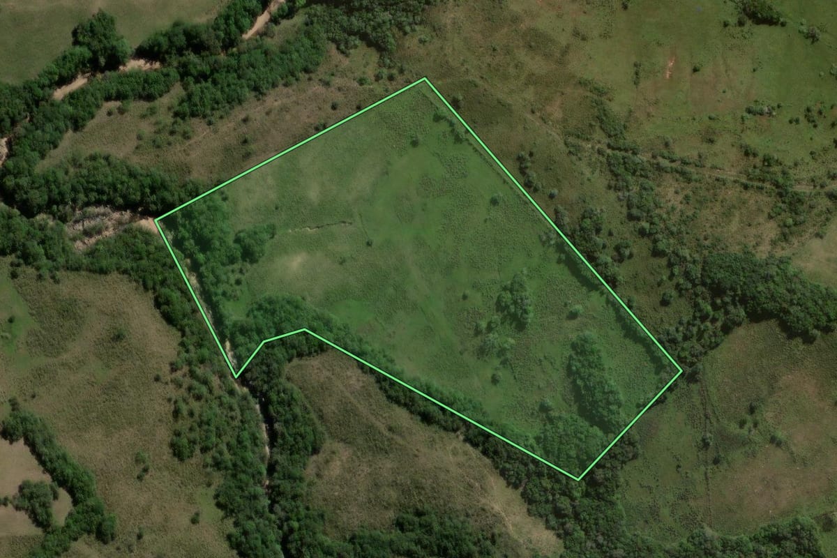Imagem de satélite do imóvel rural em Canguçu (RS), com o contorno declarado no CAR desenhado por cima.