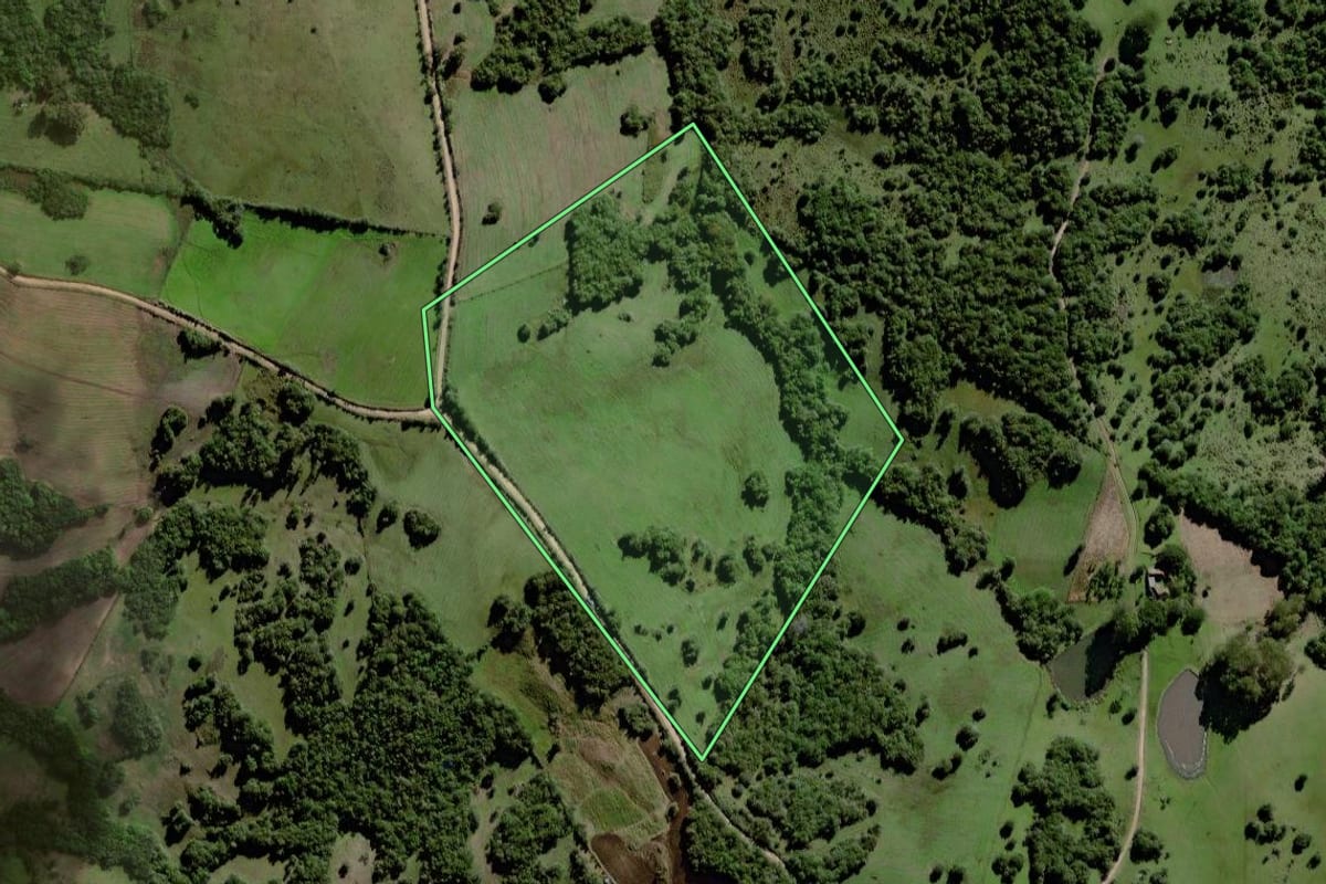 Imagem de satélite do imóvel rural em Canguçu (RS), com o contorno declarado no CAR desenhado por cima.