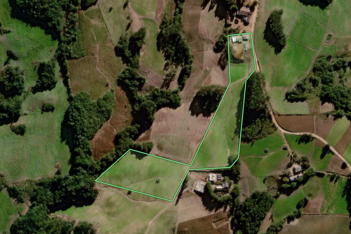 Imagem de satélite do imóvel rural em Canguçu (RS), com o contorno declarado no CAR desenhado por cima.