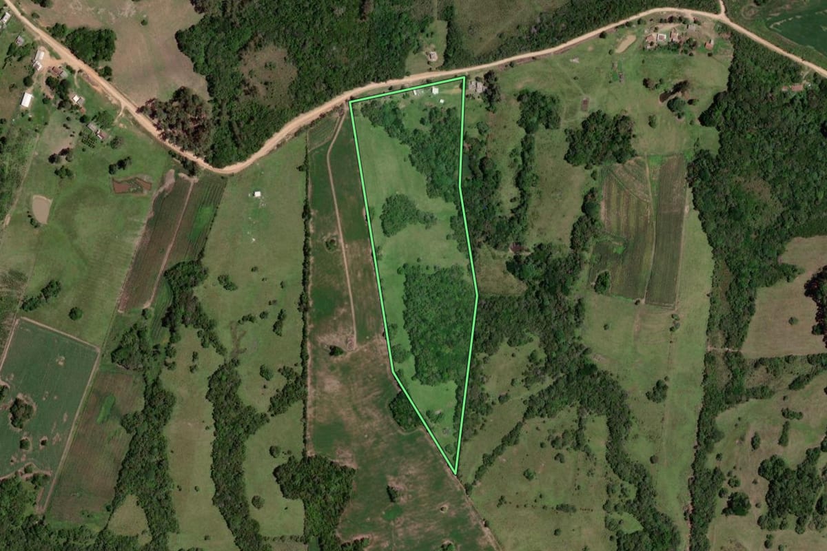 Imagem de satélite do imóvel rural em Capão do Leão (RS), com o contorno declarado no CAR desenhado por cima.