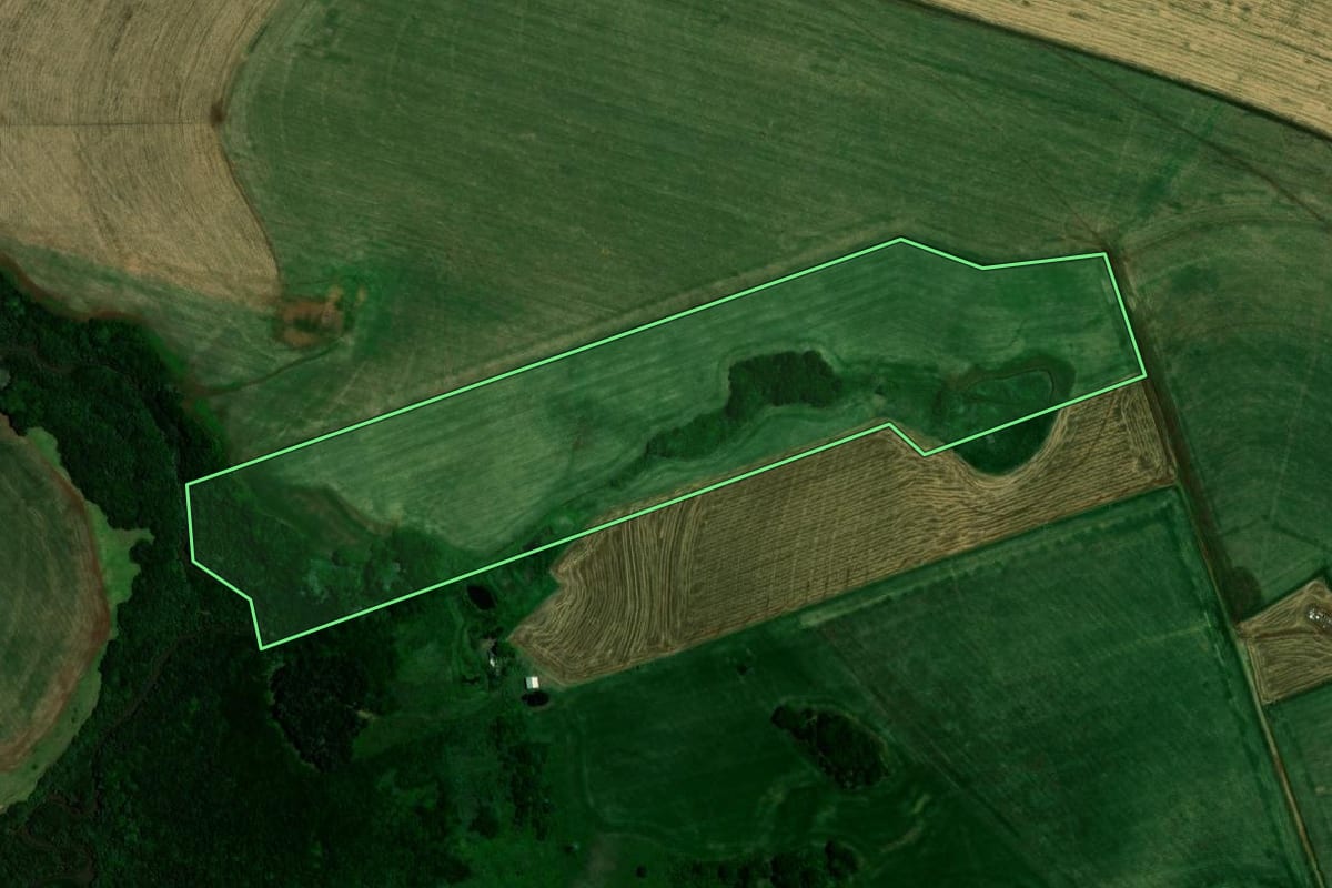 Imagem de satélite do imóvel rural em Carazinho (RS), com o contorno declarado no CAR desenhado por cima.