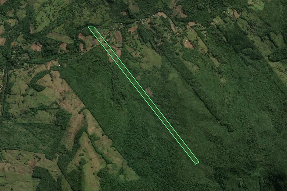 Imagem de satélite do imóvel rural em Caraá (RS), com o contorno declarado no CAR desenhado por cima.