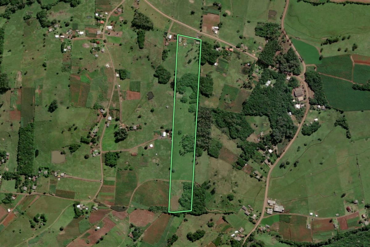 Imagem de satélite do imóvel rural em Caraá (RS), com o contorno declarado no CAR desenhado por cima.