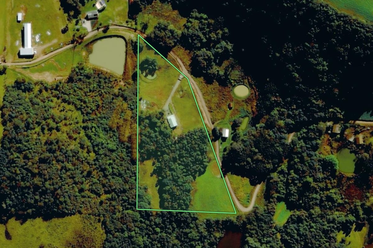 Imagem de satélite do imóvel rural em Carlos Barbosa (RS), com o contorno declarado no CAR desenhado por cima.