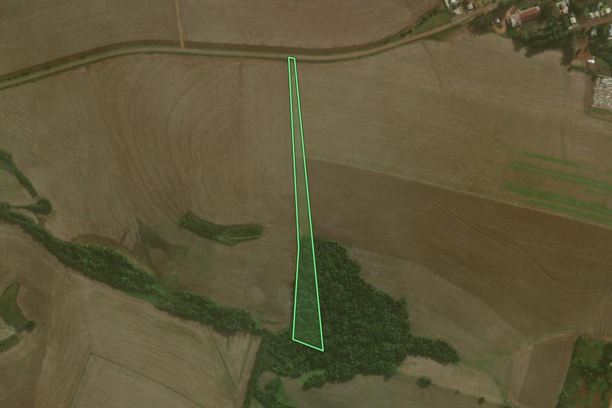 Imagem de satélite do imóvel rural em Catuípe (RS), com o contorno declarado no CAR desenhado por cima.