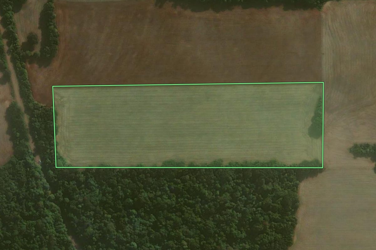 Imagem de satélite do imóvel rural em Catuípe (RS), com o contorno declarado no CAR desenhado por cima.