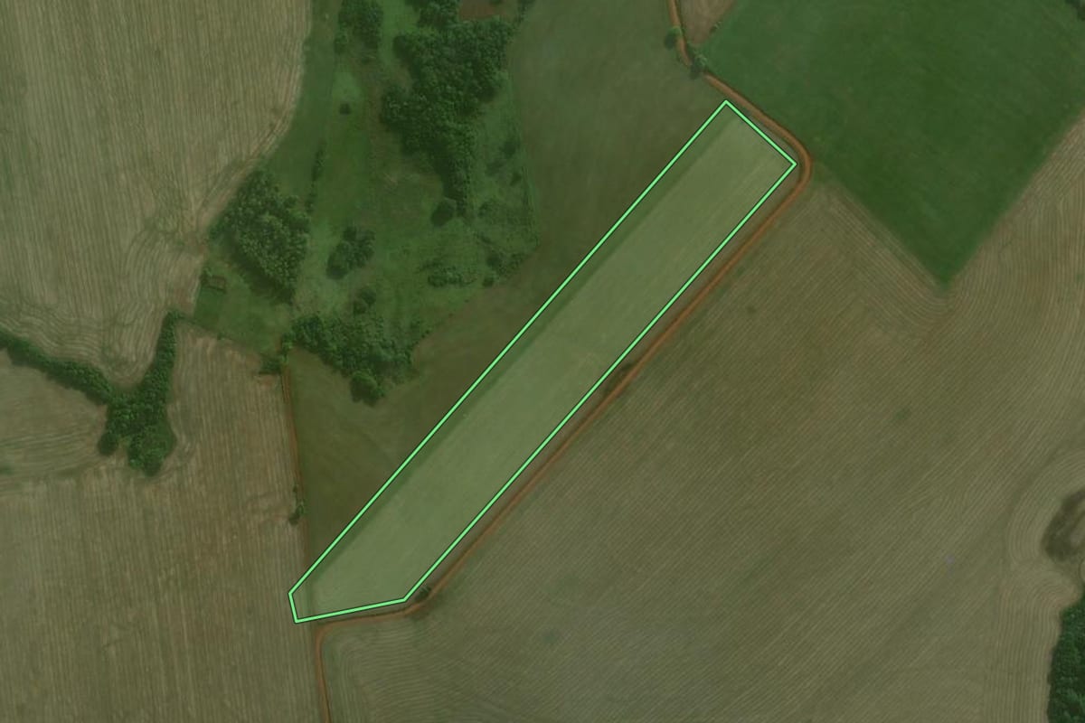Imagem de satélite do imóvel rural em Catuípe (RS), com o contorno declarado no CAR desenhado por cima.