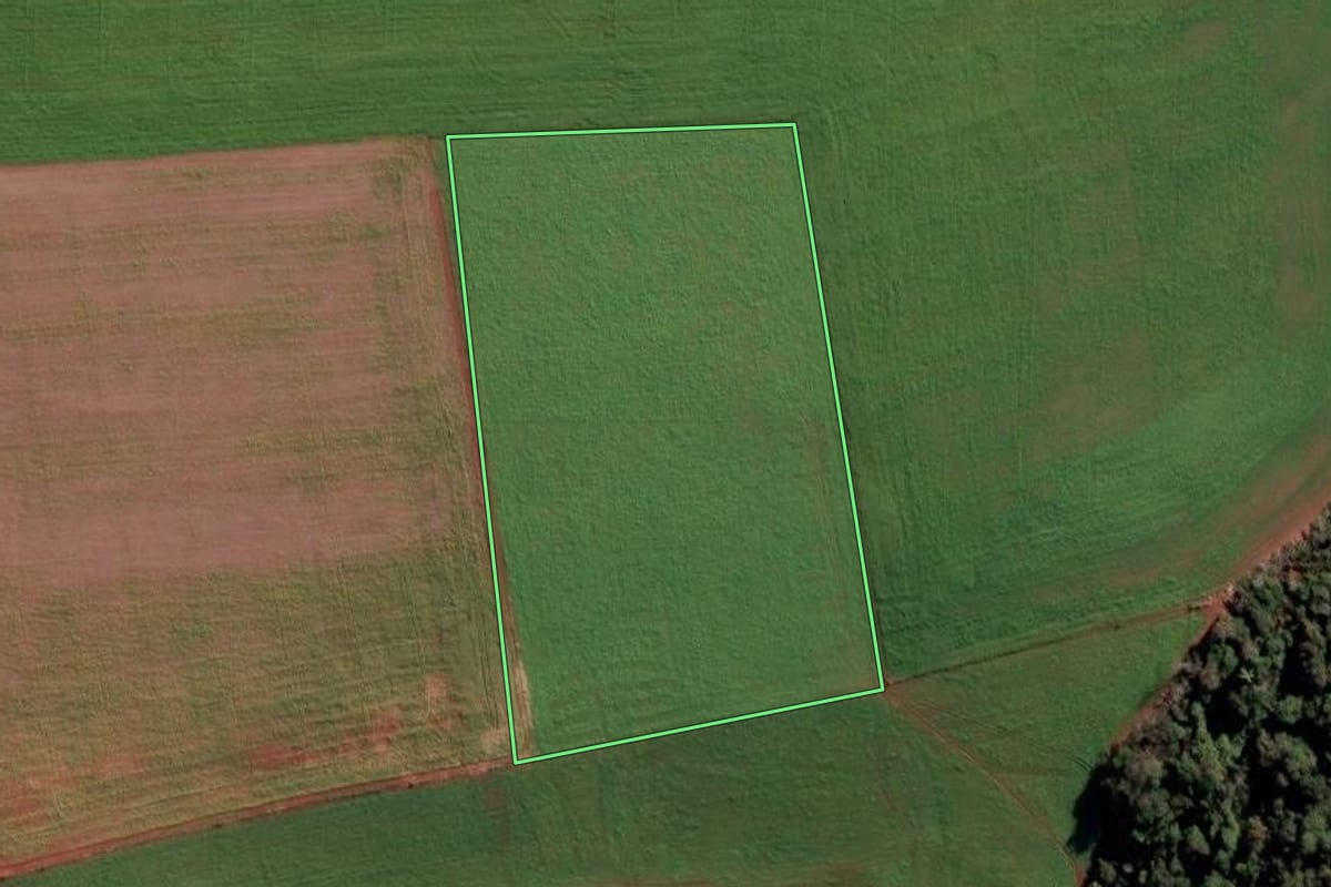 Imagem de satélite do imóvel rural em Catuípe (RS), com o contorno declarado no CAR desenhado por cima.