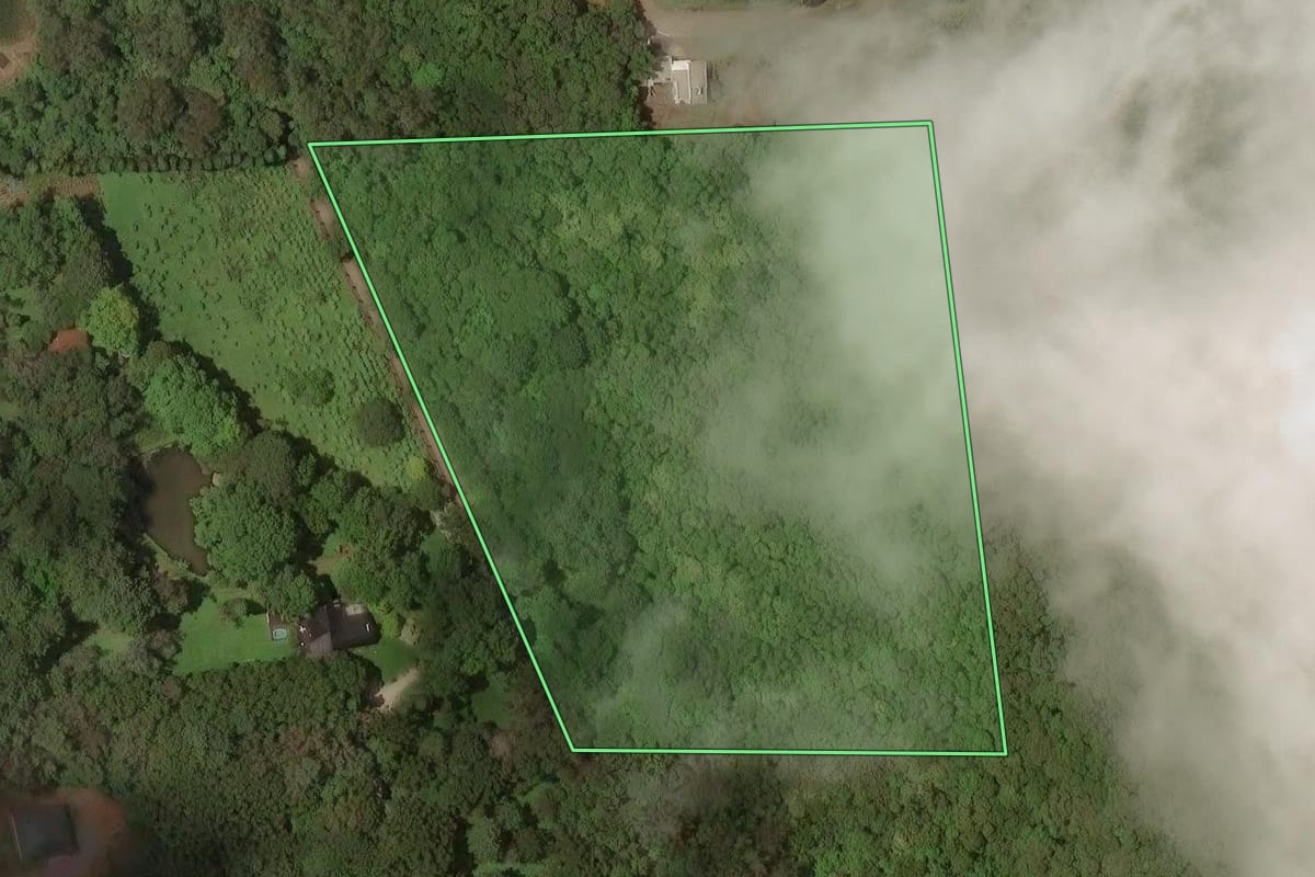 Imagem de satélite do imóvel rural em Caxias do Sul (RS), com o contorno declarado no CAR desenhado por cima.