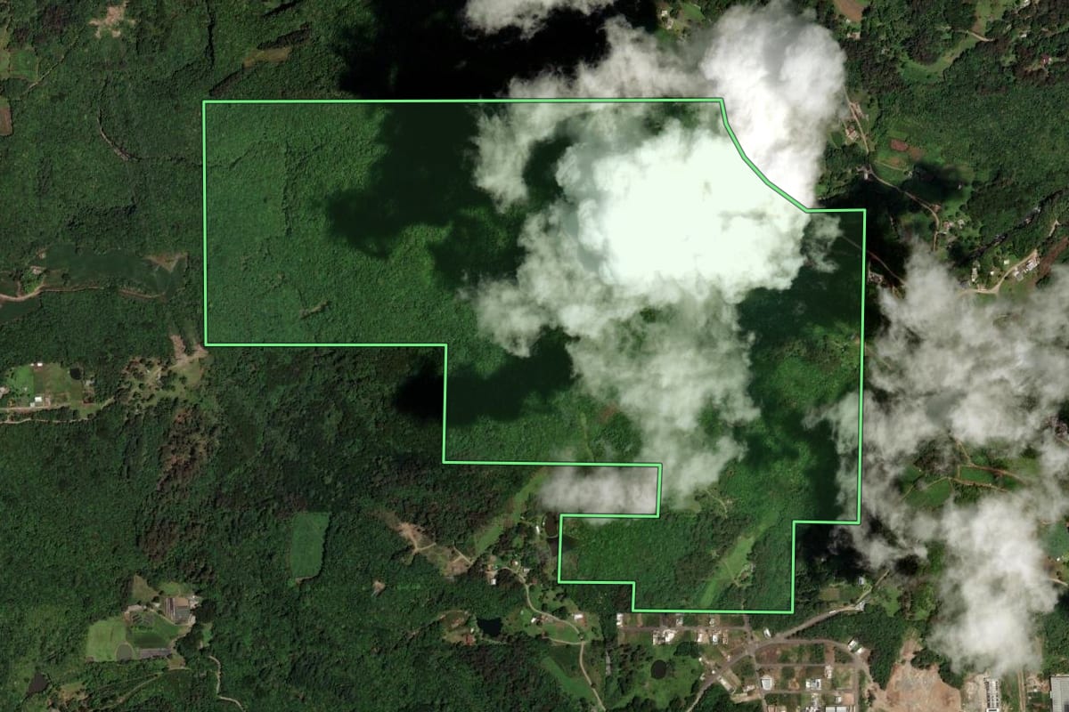 Imagem de satélite do imóvel rural em Caxias do Sul (RS), com o contorno declarado no CAR desenhado por cima.