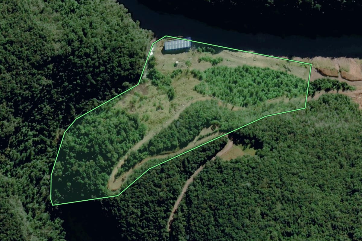 Imagem de satélite do imóvel rural em Caxias do Sul (RS), com o contorno declarado no CAR desenhado por cima.