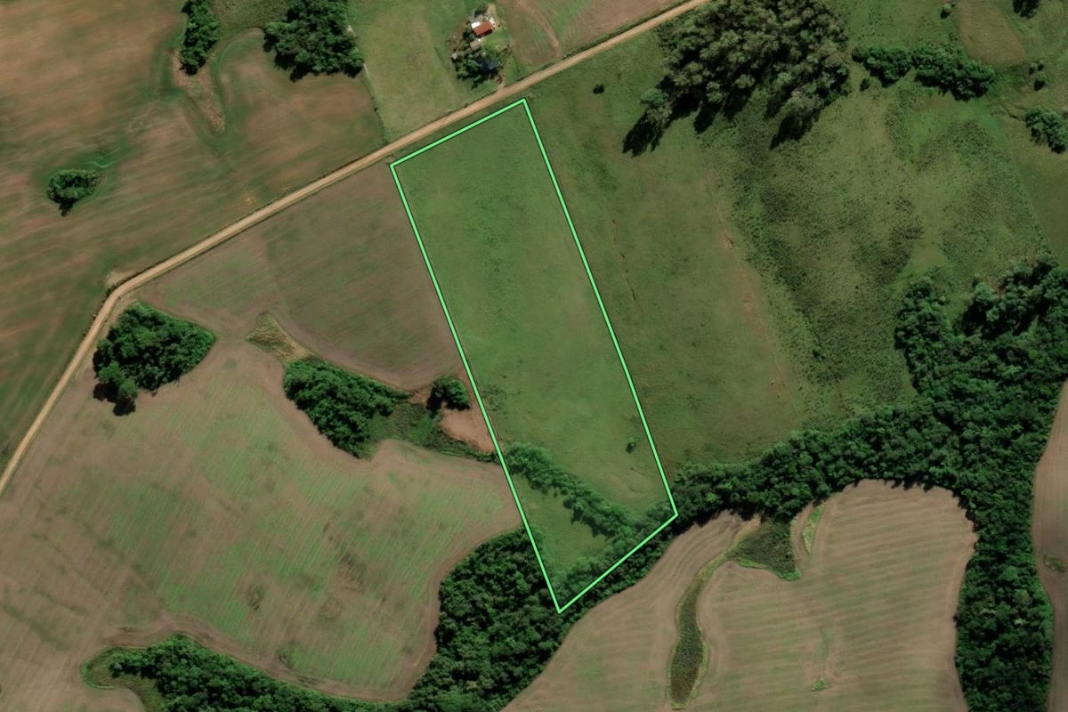 Imagem de satélite do imóvel rural em Cerrito (RS), com o contorno declarado no CAR desenhado por cima.