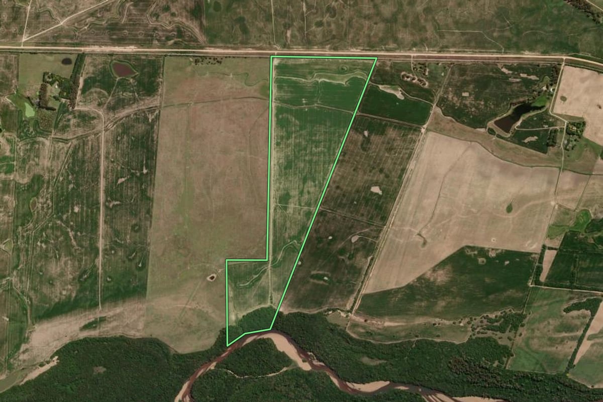 Imagem de satélite do imóvel rural em Cerrito (RS), com o contorno declarado no CAR desenhado por cima.