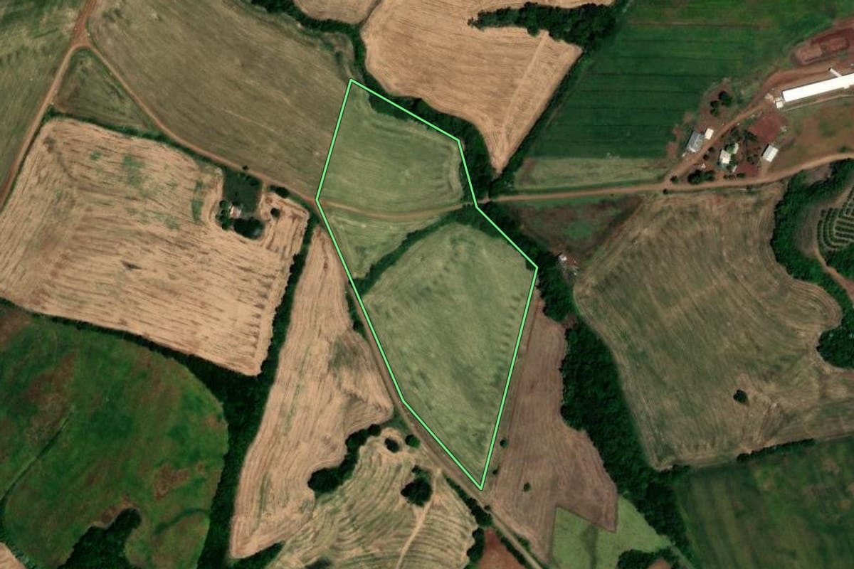 Imagem de satélite do imóvel rural em Cerro Grande (RS), com o contorno declarado no CAR desenhado por cima.