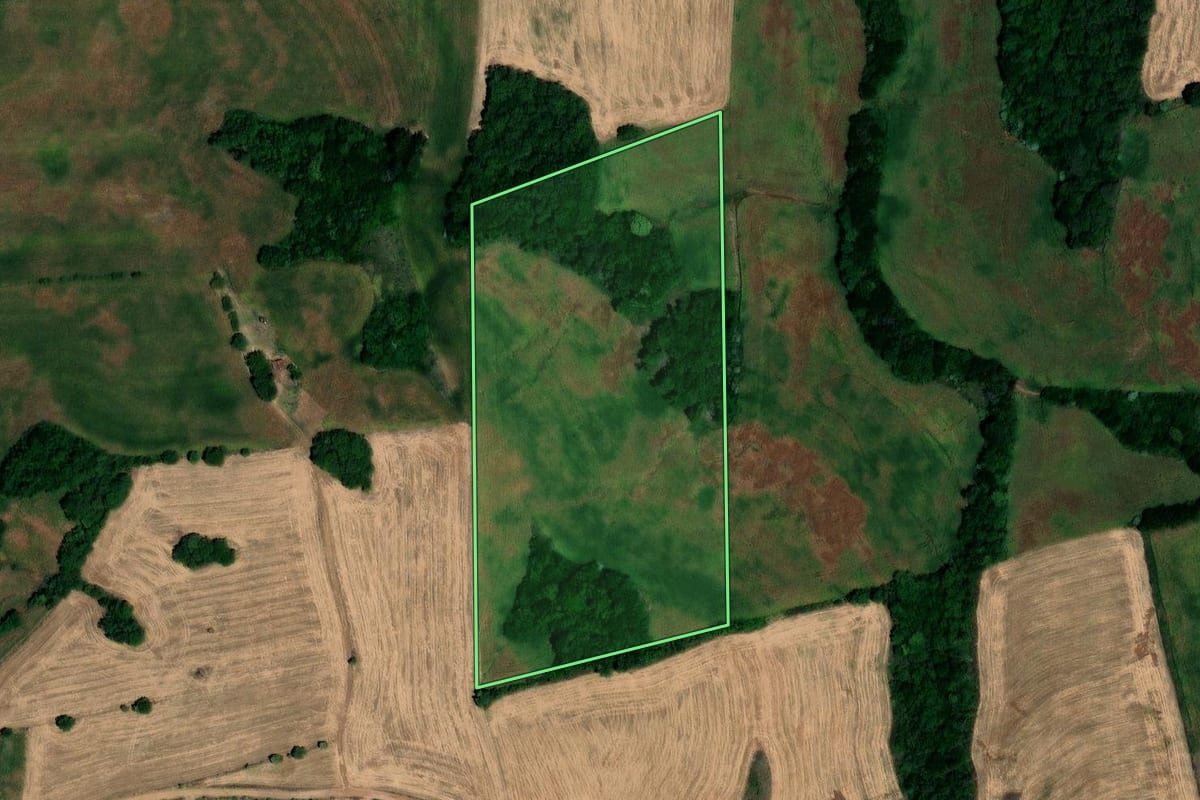 Imagem de satélite do imóvel rural em Cerro Grande (RS), com o contorno declarado no CAR desenhado por cima.